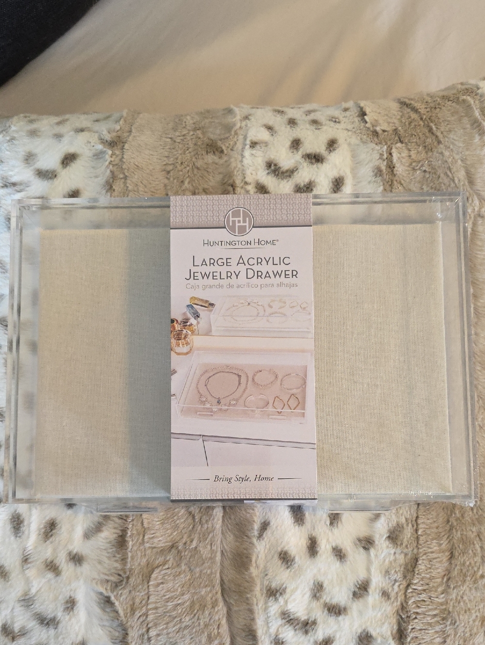 Huntington Home Clear Acrylic Jewelry Drawer with Linen Insert